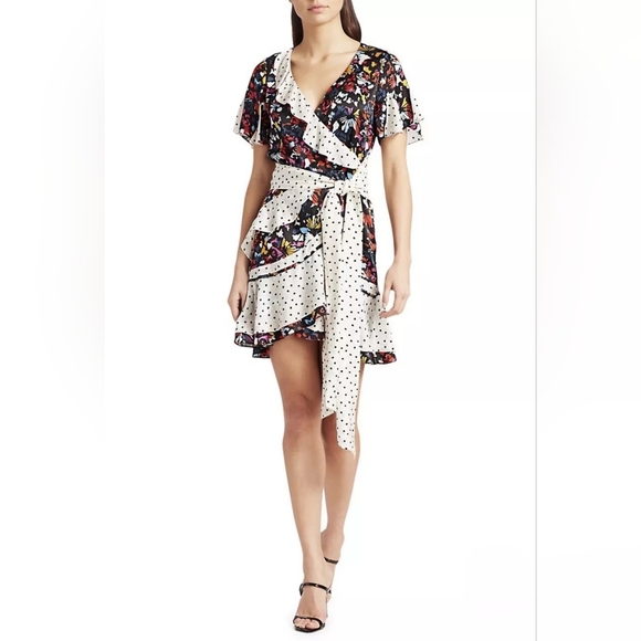 Tanya Taylor Silk Bianka Ruffle Confetti Polka Dot Wrap Dress Size 2 NWOT - Picture 1 of 17